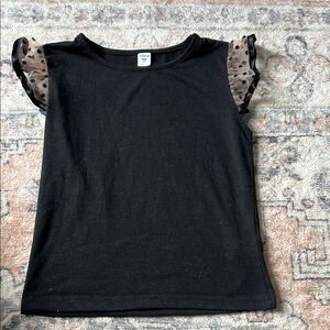 SHEIN Black and Brown Short Sleeve Tee with Ruffled Cap Sleeves